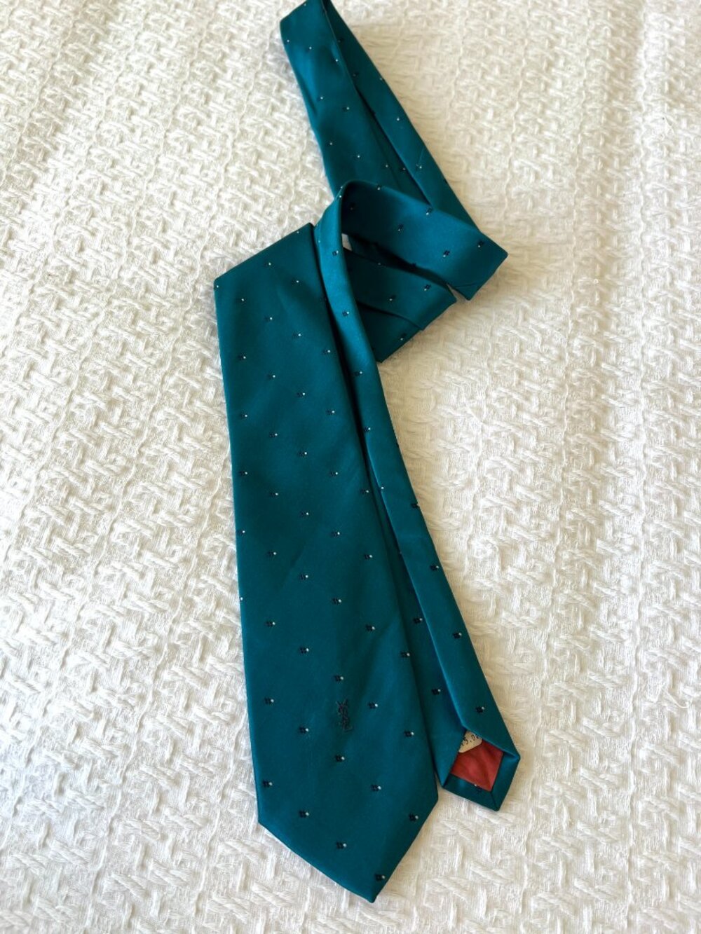 Vintage YSL Tie - Teal - Necktie - New Old Stock - Original Tag - Picture 2 of 7